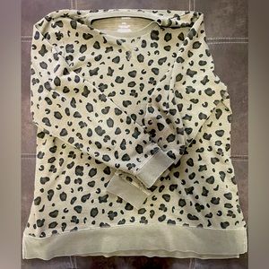 Sonoma plus size XXL green cheetah print crew neck sweatshirt with slide slits